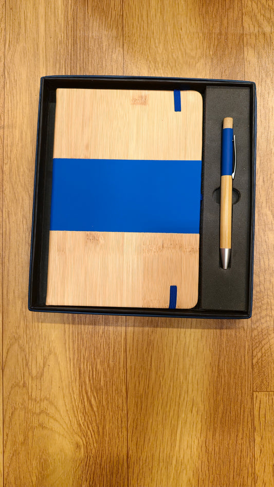 2 in 1 Gift Set Blue Bamboo Eco Freindly Diary and Pen