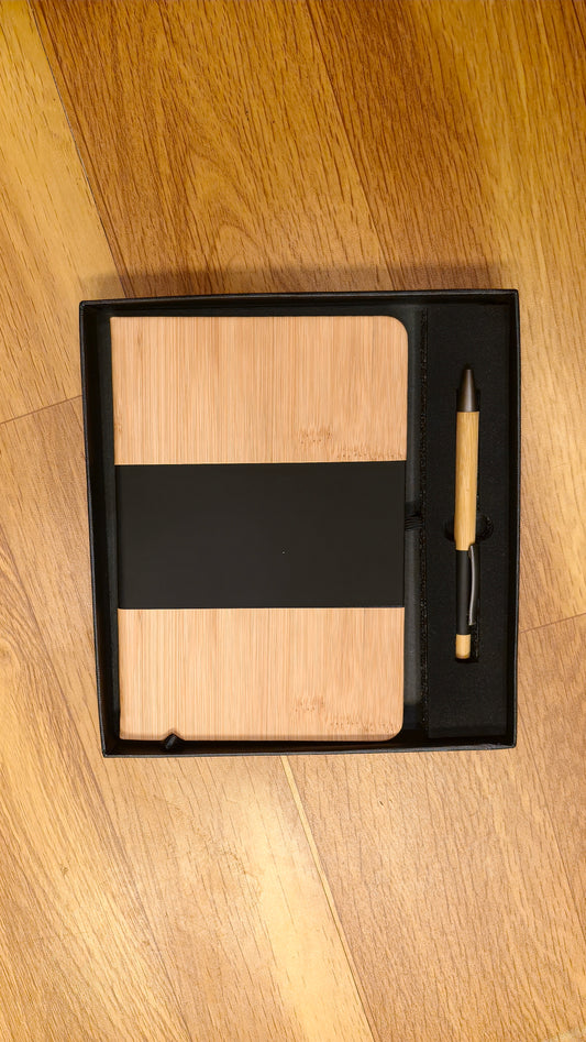 2 in 1 Gift Set Black Bamboo Eco Friendly Diary and Pen