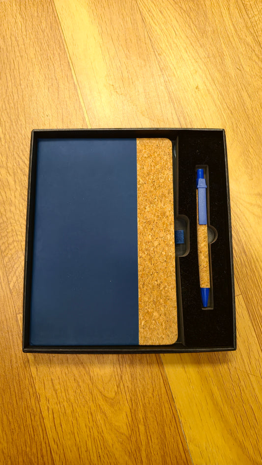 CE004 2 in 1 Gift Set Blue Cork Eco Friendly Diary and Pen