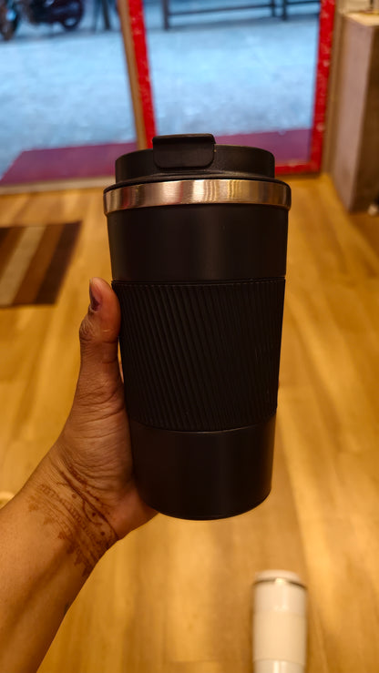 Grip Insulated Travel Coffee Tumbler for Hot & Cold Drinks – Black -510 ml